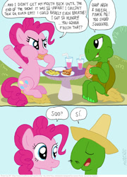 Size: 780x1084 | Tagged: safe, artist:kturtle, character:pinkie pie, non-mlp oc, oc, oc:kinky turtle, species:anthro, anthro oc, comic