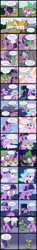 Size: 3000x20119 | Tagged: safe, artist:magerblutooth, character:diamond tiara, character:spike, character:twilight sparkle, character:twilight sparkle (alicorn), oc, oc:dazzle, oc:handy dandy, species:alicorn, species:dragon, species:earth pony, species:pony, comic:diamond and dazzle, cat, clothing, comic, food, fountain, gem, hammer, imp, link, muffin, randolph, sledgehammer, sweat, the legend of zelda