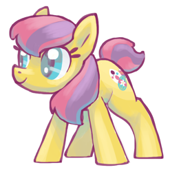 Size: 718x726 | Tagged: safe, artist:needsmoarg4, species:earth pony, species:pony, g3, female, g3 to g4, generation leap, mare, simple background, skedoodle, smiling, solo, white background