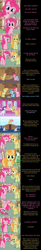 Size: 2000x12156 | Tagged: safe, artist:mlp-silver-quill, character:junebug, character:petunia paleo, character:pinkie pie, character:rarity, species:earth pony, species:pony, species:unicorn, comic:pinkie pie says goodnight, g4, clothing, comic, dinosaur, donut, dress, food, fossil, holiday, list, looking at you, mirrors, ocean, ponyville, scroll, shark fin, sweat, tyrannosaurus rex, upside down