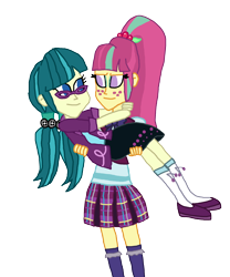 Size: 1800x2164 | Tagged: safe, artist:bigpurplemuppet99, character:juniper montage, character:sour sweet, my little pony:equestria girls, bridal carry, crack shipping, female, junipersweet, lesbian, shipping, simple background, transparent background
