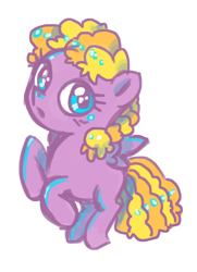 Size: 580x800 | Tagged: safe, artist:needsmoarg4, character:baby sunny daze, species:pegasus, species:pony, blank flank, female, filly, rearing, simple background, solo, white background