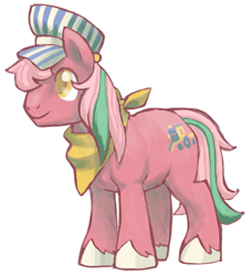 Size: 905x994 | Tagged: safe, artist:needsmoarg4, species:earth pony, species:pony, g1, g4, bandana, big brother ponies, conductor hat, g1 to g4, generation leap, male, simple background, smiling, solo, stallion, steamer (g1), white background
