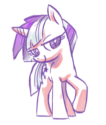 Size: 888x1044 | Tagged: safe, artist:needsmoarg4, species:pony, species:unicorn, g1, female, g1 to g4, generation leap, lidded eyes, mare, simple background, smiling, solo, white background