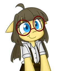 Size: 2000x2200 | Tagged: safe, artist:spheedc, oc, oc:sphee, species:pony, bipedal, clothing, cute, digital art, female, filly, floppy ears, glasses, mare, pigtails, semi-anthro, simple background, smiling, solo, suspenders, transparent background