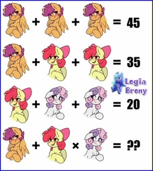 Size: 720x806 | Tagged: safe, artist:whitepone, character:apple bloom, character:scootaloo, character:sweetie belle, species:pegasus, species:pony, cutie mark crusaders, math