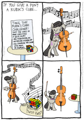 Size: 555x802 | Tagged: safe, artist:kturtle, character:octavia melody, species:earth pony, species:pony, cello, comic, eyes closed, female, how, mare, minuet in g major, music, music notes, musical instrument, rubik's cube, solo