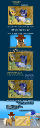 Size: 1500x4818 | Tagged: safe, artist:phallen1, character:daring do, character:pinkie pie, character:twilight sparkle, character:twilight sparkle (unicorn), oc, oc:inspector coffee bean, oc:midnight oil (daringverse), species:pony, species:unicorn, daringverse, newbie artist training grounds, alternate universe, atg 2018, blushing, canon x oc, clothing, comic, crate, glasses, hat, necktie, overcoat, shipper on deck, shipping