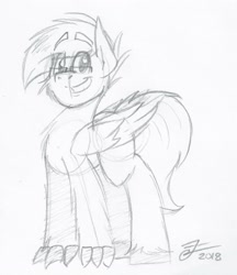 Size: 2586x3000 | Tagged: safe, artist:fleet-wing, oc, oc only, oc:neutrino burst, species:hippogriff, glasses, sketch, standing, traditional art