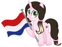 Size: 1024x779 | Tagged: safe, artist:cindydreamlight, oc, oc:cindy, species:pony, species:unicorn, female, flag, mare, netherlands, simple background, solo, transparent background