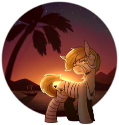 Size: 940x990 | Tagged: safe, artist:ak4neh, oc, oc only, oc:khufu, species:pony, boat, male, mummy, palm tree, simple background, solo, stallion, transparent background, tree