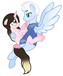Size: 907x1099 | Tagged: safe, artist:cindydreamlight, oc, oc:cindy, species:pegasus, species:pony, species:unicorn, bow, clothing, female, hoodie, jack frost, male, mare, ponified, simple background, stallion, tail bow, transparent background