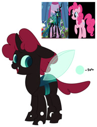Size: 777x1011 | Tagged: safe, artist:missmele-madness, character:pinkie pie, character:queen chrysalis, oc, parent:pinkie pie, parent:queen chrysalis, parents:pinkiesalis, species:changepony, female, hybrid, interspecies offspring, magical lesbian spawn, offspring