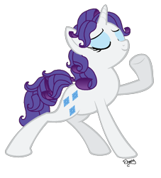 Size: 948x1044 | Tagged: safe, artist:avatarwarriorcat, artist:starryoak, character:rarity, species:pony, species:unicorn, alternate hairstyle, elusive, eyes closed, female, mare, raised hoof, rule 63, rule 63'd rule 63, simple background, smiling, solo, transparent background