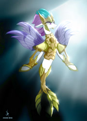 Size: 1220x1693 | Tagged: safe, artist:zidanemina, character:queen novo, species:seapony (g4), my little pony: the movie (2017), armor, caballeros del zodiaco, colored, female, knights of the zodiac, mermaid, poseidon, saint seiya, scale, solo