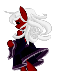 Size: 1200x1500 | Tagged: safe, artist:spheedc, oc, oc:anna razoredge, oc:black eyes, species:earth pony, species:pony, bipedal, clothing, digital art, dress, female, looking at you, looking back, mare, no tail, semi-anthro, simple background, solo, transparent background