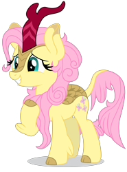 Size: 5229x7071 | Tagged: safe, artist:dragonchaser123, character:fluttershy, species:kirin, species:pony, episode:sounds of silence, g4, my little pony: friendship is magic, absurd resolution, cute, female, grin, kirin fluttershy, kirin-ified, leonine tail, mare, pointing at self, shyabetes, simple background, smiling, solo, species swap, transparent background