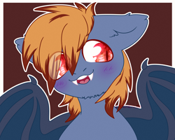Size: 2500x2000 | Tagged: safe, artist:etoz, oc, oc only, oc:night wing, species:bat pony, species:pony, bat pony oc, bust, colt, cute, male, open mouth, solo, ych result
