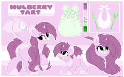 Size: 1280x793 | Tagged: safe, artist:mulberrytarthorse, oc, oc only, oc:mulberry tart, species:pony, chubby, female, filly, mare, plot, reference sheet, solo