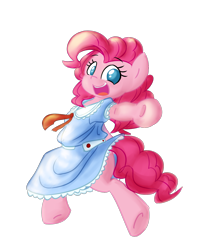 Size: 1200x1500 | Tagged: safe, alternate version, artist:spheedc, character:pinkie pie, species:earth pony, species:pony, background removed, bipedal, clothing, cloud, digital art, dress, female, looking at you, mare, reaching out, semi-anthro, simple background, smiling, solo, transparent background