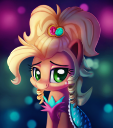 Size: 1696x1920 | Tagged: safe, artist:discorded, artist:esfelt, character:applejack, species:earth pony, species:pony, applejewel, clothing, collaboration, dress, female, smiling, solo