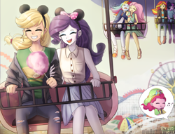 Size: 1700x1300 | Tagged: safe, artist:tcn1205, character:applejack, character:fluttershy, character:pinkie pie, character:rainbow dash, character:rarity, character:sunset shimmer, character:twilight sparkle, character:twilight sparkle (scitwi), species:eqg human, ship:flutterdash, ship:rarijack, ship:scitwishimmer, ship:sunsetsparkle, equestria girls:rollercoaster of friendship, g4, my little pony: equestria girls, my little pony:equestria girls, amusement park, clothing, cotton candy, cute, dashabetes, diapinkes, disneyland, equestria land, eyes closed, female, happy, hat, humanized, jackabetes, lesbian, mane six, mickey hat, music notes, pony coloring, raribetes, scared, shimmerbetes, shipping, shyabetes, smiling, twiabetes
