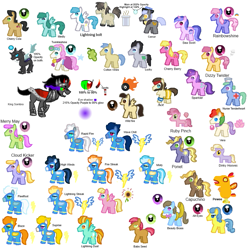 Size: 985x986 | Tagged: safe, artist:starryoak, character:amethyst star, character:babs seed, character:beauty brass, character:blaze, character:caesar, character:cherry berry, character:cherry cola, character:cloud kicker, character:compass star, character:dinky hooves, character:dizzy twister, character:fire streak, character:fleetfoot, character:goldengrape, character:high winds, character:king sombra, character:lemon hearts, character:lightning dust, character:lightning streak, character:lucky clover, character:meadow flower, character:merry may, character:misty fly, character:nurse tenderheart, character:orange swirl, character:peewee, character:ponet, character:rainbowshine, character:ruby pinch, character:sea swirl, character:silver lining, character:spring melody, character:sprinkle medley, character:twinkleshine, character:vera, character:wave chill, character:white lightning, character:wild fire, species:changeling, species:earth pony, species:pegasus, species:phoenix, species:pony, species:unicorn, ace, cappuccino, female, guide, mare, peewee, pigpen, rapidfire, reference sheet, sombra eyes, wall of tags, wonderbolts