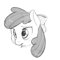 Size: 1073x1073 | Tagged: safe, artist:trickydick, character:apple bloom, species:earth pony, species:pony, bust, female, freckles, solo, traditional art