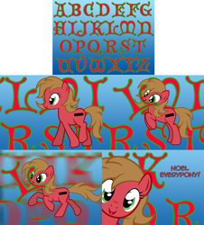 Size: 1600x1770 | Tagged: safe, artist:nightmaremoons, oc, oc only, oc:pun, species:earth pony, species:pony, ask pun, alphabet, ask, female, mare, mouth hold, pun, solo