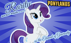 Size: 3000x1847 | Tagged: safe, artist:mrkat7214, character:rarity, species:pony, species:unicorn, bipedal, borderlands, butt stallion, female, poster, solo