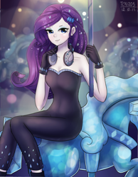 Size: 1400x1800 | Tagged: safe, artist:tcn1205, character:rarity, species:human, episode:the other side, g4, my little pony: equestria girls, my little pony:equestria girls, bare shoulders, bodysuit, breasts, cleavage, clothing, female, headphones, humanized, looking at you, pony coloring, sexy, sleeveless, solo, strapless, stupid sexy rarity, unitard