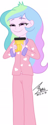 Size: 900x2311 | Tagged: safe, artist:bluse, edit, editor:slayerbvc, character:princess celestia, character:principal celestia, my little pony:equestria girls, 2spooky, background removed, female, flashlight (object), no makeup edit, show accurate, signature, simple background, solo, white background