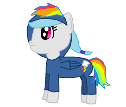 Size: 628x529 | Tagged: safe, artist:nightshadowmlp, character:evil pie hater dash, character:rainbow dash, oc, oc:snowfall wind, episode:secrets and pies, g4, my little pony: friendship is magic, clothing, halloween 2018, hoodie, rainbow dash's cutie mark, simple background, smiling, white background