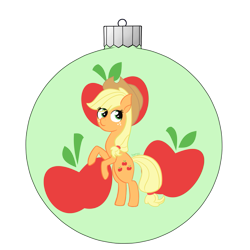 Size: 1181x1181 | Tagged: safe, artist:dyonys, character:applejack, species:earth pony, species:pony, chibi, christmas ornament, clothing, decoration, female, freckles, hat, simple background, transparent background