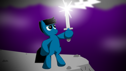 Size: 1920x1080 | Tagged: safe, artist:agkandphotomaker2000, oc, oc:pony video maker, awesome, solo, sword, weapon