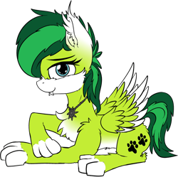 Size: 1228x1221 | Tagged: safe, artist:cafecomponeis, oc, oc only, oc:evergreen feathersong, species:pegasus, species:pony, fangs, paw prints, paws, riptire, werewolf, wings