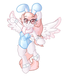 Size: 1269x1509 | Tagged: safe, artist:spheedc, oc, oc only, oc:feather belle, species:pegasus, species:pony, bipedal, bunny suit, chest fluff, clothing, cuffs (clothes), female, fluffy, mare, semi-anthro, simple background, solo, transparent background