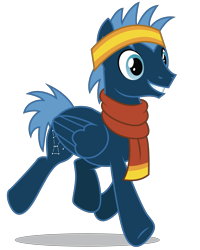 Size: 4000x5000 | Tagged: safe, artist:dragonchaser123, character:star hunter, species:pegasus, species:pony, episode:best gift ever, g4, my little pony: friendship is magic, absurd resolution, background pony, clothing, headband, male, scarf, simple background, smiling, solo, stallion, transparent background, trotting, vector