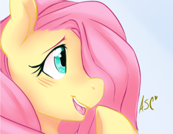 Size: 1072x832 | Tagged: safe, artist:mlpfwb, character:fluttershy, species:pegasus, species:pony, bust, female, hoof on chin, mare, portrait, solo