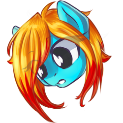 Size: 1500x1500 | Tagged: safe, artist:chaosangeldesu, oc, oc only, oc:chaos angel, species:pony, bust, eye clipping through hair, looking down, simple background, solo, white background