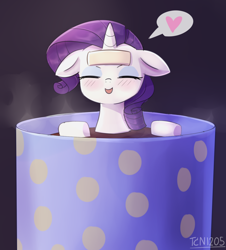 Size: 1100x1217 | Tagged: safe, artist:tcn1205, character:rarity, species:pony, species:unicorn, cup, cup of pony, cute, female, food, heart, mare, marshmallow, micro, pictogram, raribetes, rarity is a marshmallow, solo