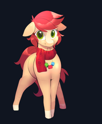 Size: 1280x1551 | Tagged: safe, artist:b-epon, oc, oc only, oc:bead trail, species:earth pony, species:pony, clothing, female, mare, mouth hold, scarf, solo