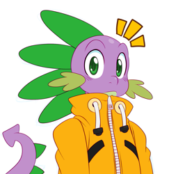 Size: 1325x1361 | Tagged: safe, artist:ss2sonic, character:spike, species:anthro, clothing, colored pupils, cute, jacket, looking at you, male, older, older spike, solo, spikabetes, surprised