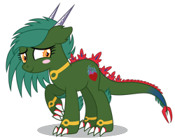 Size: 7381x5863 | Tagged: safe, artist:dragonchaser123, oc, oc only, oc:ember roar, absurd resolution, commission, female, shy, simple background, solo, transparent background, unknown species