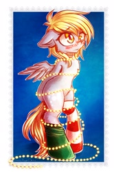 Size: 1431x2160 | Tagged: safe, artist:chaosangeldesu, character:derpy hooves, species:pony, christmas, christmas lights, clothing, female, holiday, socks, solo, striped socks
