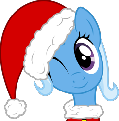 Size: 6069x6183 | Tagged: safe, artist:pink1ejack, character:trixie, absurd resolution, christmas, christmas ponies, clothing, cute, diatrixes, female, hat, holiday, one eye closed, santa hat, simple background, solo, transparent background, vector, wink