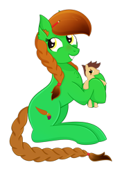 Size: 2913x4133 | Tagged: safe, artist:dyonys, oc, oc:lucky brush, oc:night chaser, species:earth pony, species:pony, 2019 community collab, derpibooru community collaboration, female, luckychaser, mare, plushie, simple background, sitting, solo, transparent background
