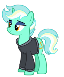 Size: 1551x1857 | Tagged: safe, artist:starryoak, character:lyra heartstrings, species:pony, species:unicorn, miracleverse, alternate universe, clothing, eyeshadow, female, hoodie, makeup, mare, simple background, solo, transparent background, vector