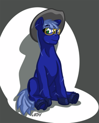 Size: 720x892 | Tagged: safe, artist:texasuberalles, oc, oc only, ponysona, species:earth pony, species:pony, clothing, cowboy hat, glasses, hat, looking at you, male, scar, simple background, sitting, solo, stallion, transparent background, underhoof, unshorn fetlocks