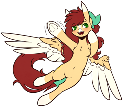 Size: 978x851 | Tagged: safe, artist:ak4neh, oc, oc only, oc:sunny side, species:pegasus, species:pony, chest fluff, colored wings, female, mare, open mouth, simple background, smiling, socks (coat marking), solo, spread wings, transparent background, two toned wings, underhoof, wings